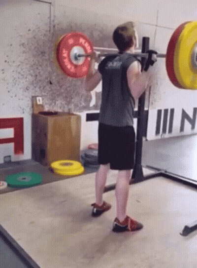 Man Squatting With Barbell Sign III N GIF