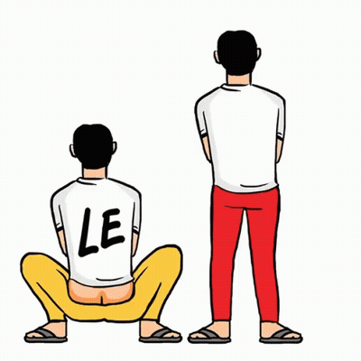 Man Standing And Squatting With Pak On Back GIF