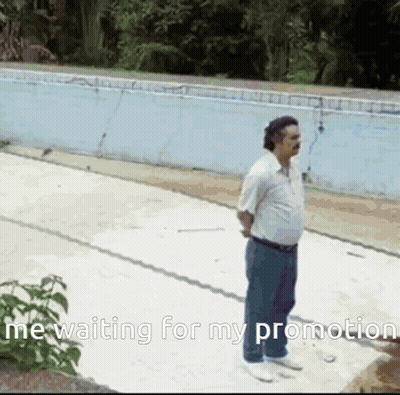 Man Standing At Swimming Pool Waiting For My Promotion GIF