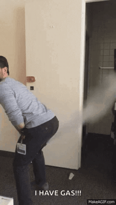 Man Standing Before Door With I Have Gas GIF