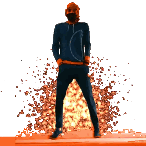 Man Standing Before Explosion Sticker