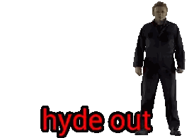 Man Standing Before Hyde In Red Sticker