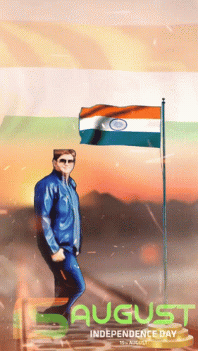 Man Standing Before Indian Flag August 15 GIF