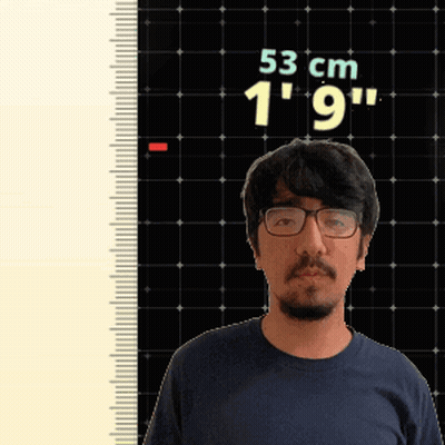 Man Standing Before Ruler Saying 53 Cm GIF