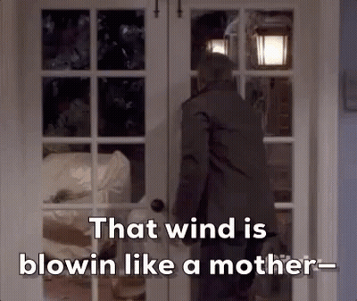 Man Standing Before Wind Is Blowing Door GIF