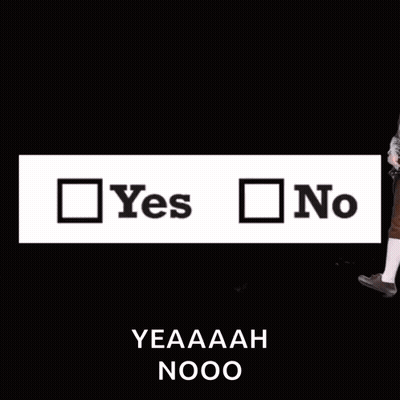 Man Standing Before Yes And No Sign GIF