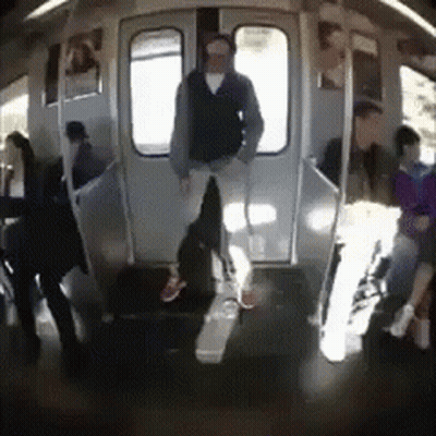 Man Standing In Bus Doorway GIF