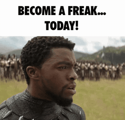Man Standing In Field Saying Become A Freak Today GIF
