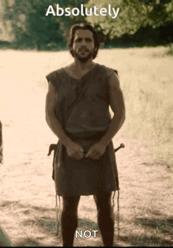 Man Standing In Field With Absolutely Not GIF