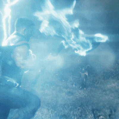 Man Standing In Field With Lightning Bolt GIF
