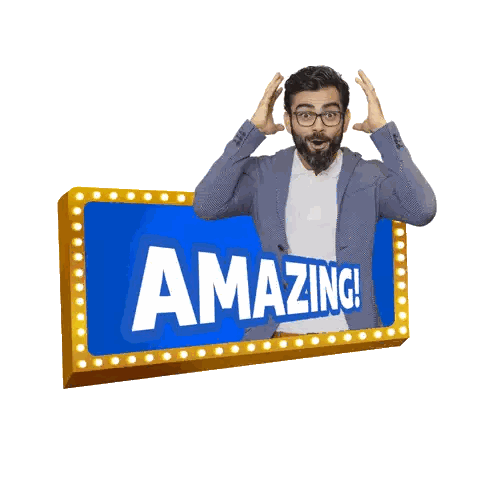 Man Standing In Front Of Amazing Sign Sticker