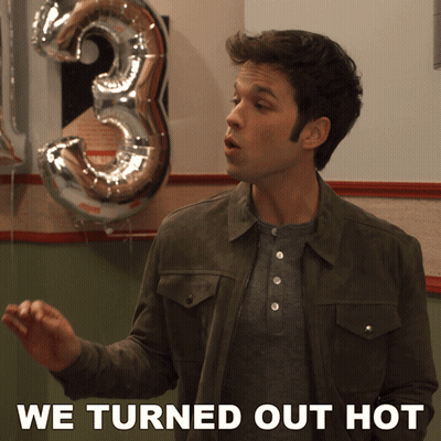 Man Standing In Front Of Balloons With We Turned Out Hot GIF