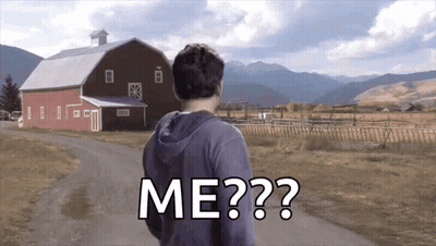 Man Standing In Front Of Barn Saying Me GIF