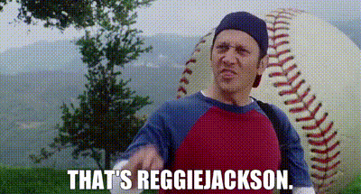 Man Standing In Front Of Baseball Saying That's Reggie Jackson GIF