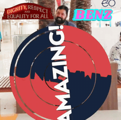 Man Standing In Front Of Benz Sign GIF