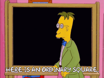 Man Standing In Front Of Blackboard Saying Here Is An Ordinary Square GIF
