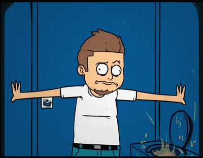 Man Standing In Front Of Blue Door GIF