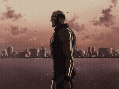 Man Standing In Front Of City With Birds GIF