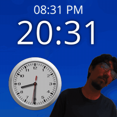 Man Standing In Front Of Clock Saying 20:31 GIF