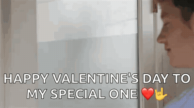 Man Standing In Front Of Door Saying Happy Valentine's Day To My Special One GIF