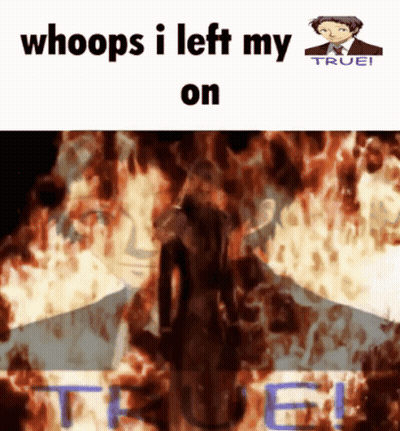 Man Standing In Front Of Fire Whoops I Left My Oven On GIF