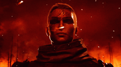 Man Standing In Front Of Fire With Gun GIF