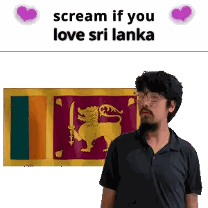 Man Standing In Front Of Flag Saying Scream If You Love Sri Lanka Sticker