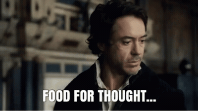 Man Standing In Front Of Food For Thought Sign GIF