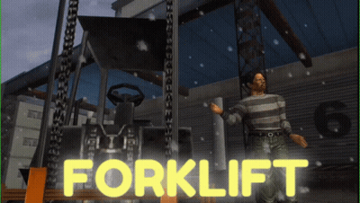 Man Standing In Front Of Forklift GIF