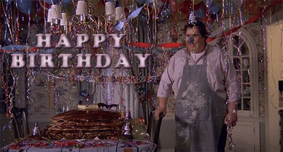 Man Standing In Front Of Happy Birthday Sign GIF