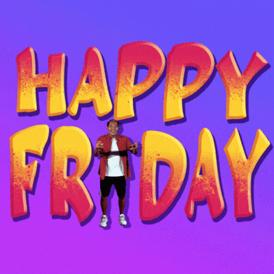 Man Standing In Front Of Happy Friday GIF