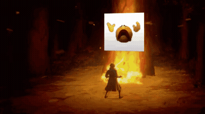 Man Standing In Front Of Huge Fire GIF