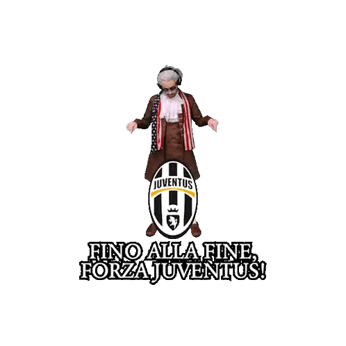 Man Standing In Front Of Juventus Logo Sticker