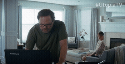 Man Standing In Front Of Lenovo Laptop GIF