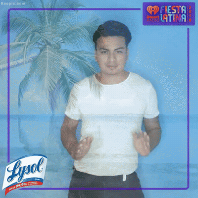 Man Standing In Front Of Lysol Box GIF