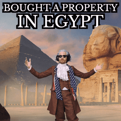 Man Standing In Front Of Pyramid Saying Bought A Property In Egypt GIF