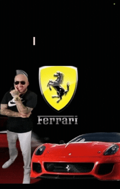 Man Standing In Front Of Red Ferrari GIF