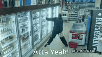 Man Standing In Front Of Refrigerator Saying Atta Yeah GIF