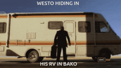 Man Standing In Front Of RV Saying Westo Hiding In His RV In Bako GIF