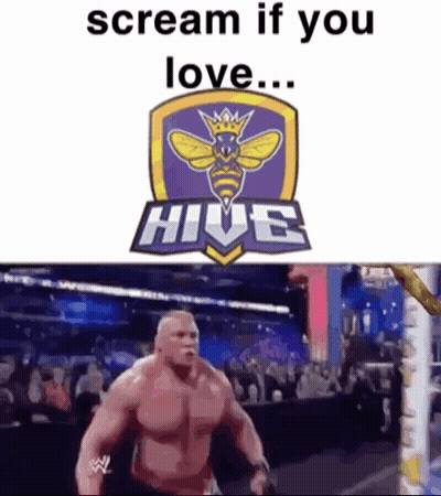 Man Standing In Front Of Scream If You Love Hive Sign GIF