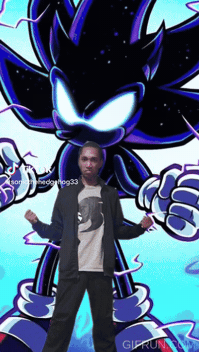 Man Standing In Front Of Sonic The Hedgehog Drawing GIF