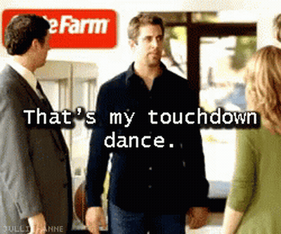 Man Standing In Front Of Touchdown Dance Sign GIF