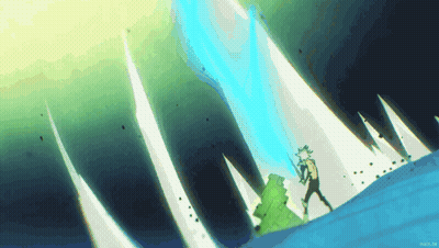 Man Standing In Front Of Tree With Blue Light Coming Out Of Mouth GIF