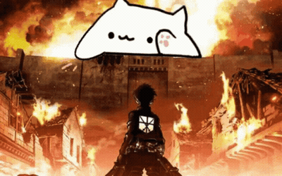 Man Standing In Front Of Wall Of Fire With Cat GIF