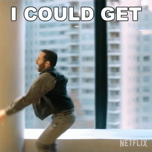 Man Standing In Front Of Window With I Could Get Above Him GIF