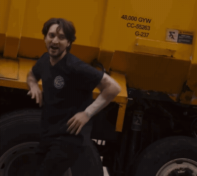 Man Standing In Front Of Yellow Dumpster Saying 48,000 Gyw Cc-55263 G-237 GIF