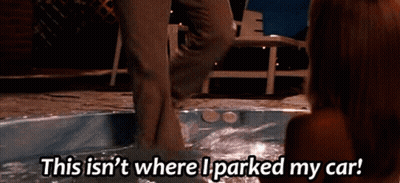 Man Standing In Pool With Parking Joke GIF