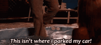 Man Standing In Pool With This Isn't Where I Parked My Car GIF