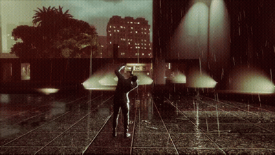 Man Standing In Rain With Arms Up GIF
