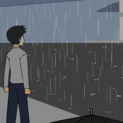 Man Standing In Rain With Umbrella GIF